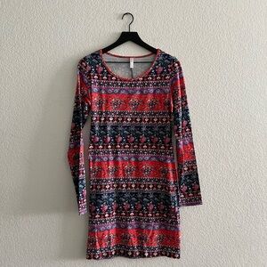 Xhilaration Red and Black Long Sleeve Sheath Dress